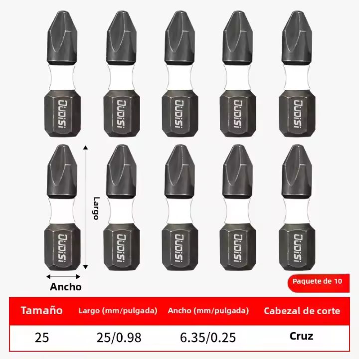 Llave De Destornillador Eléctrico De Acero Tungsteno Magnético Fuerte 5-20pcs Con Cabeza Cruzada Alta Dureza Y Mango - 1