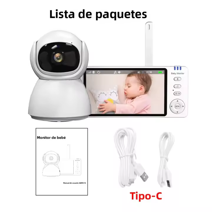 Monitor De Bebé Con Cámara Infantil Y Visión Nocturna 5" IPS Audio Bidireccional Pan Tilt USB Carga Seguridad VOX Despertar - 1