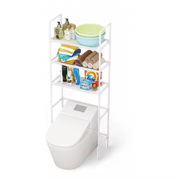 Estante de almacenamiento para inodoro 3 capas, estante multicapa sin perforaciones para lavadora, estante de cocina de pie, ahorra espacio, accesorios de baño - 1