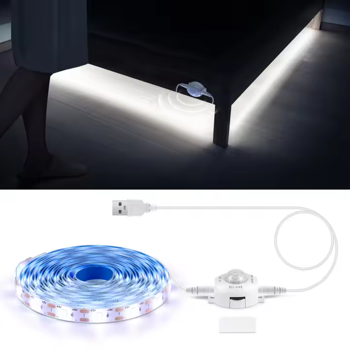Tira De LED Inteligente Con Sensor De Movimiento PIR 1M 2M 3M Luz Nocturna Impermeable Para Decoración De Hogar Dormitorio Cocina Armario Escaleras - 1