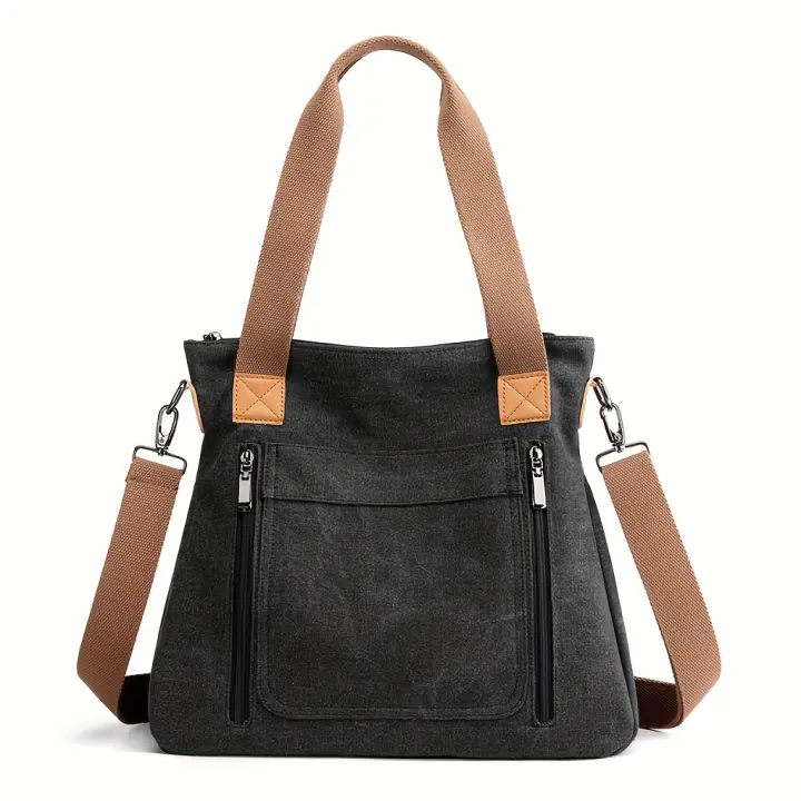 Bolso de hombro de Lona para Mujer, Bandolera multicuional de gran capacidad, para Exteriores, a la moda - 1