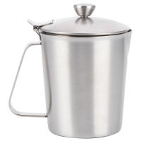 Taza de café con leche espesa de acero inoxidable 304, taza medidora, jarra para espumar leche con tapa de escala, 500 ml con tapa - details 0