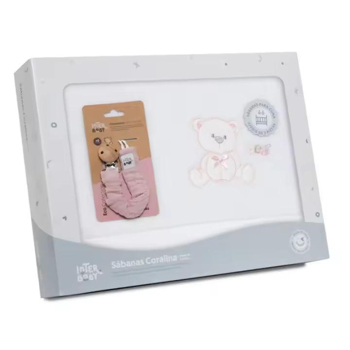 Interbaby Sabanas Cuna Invierno Coralina 60X120  Bear Regalo Chupetero - 1