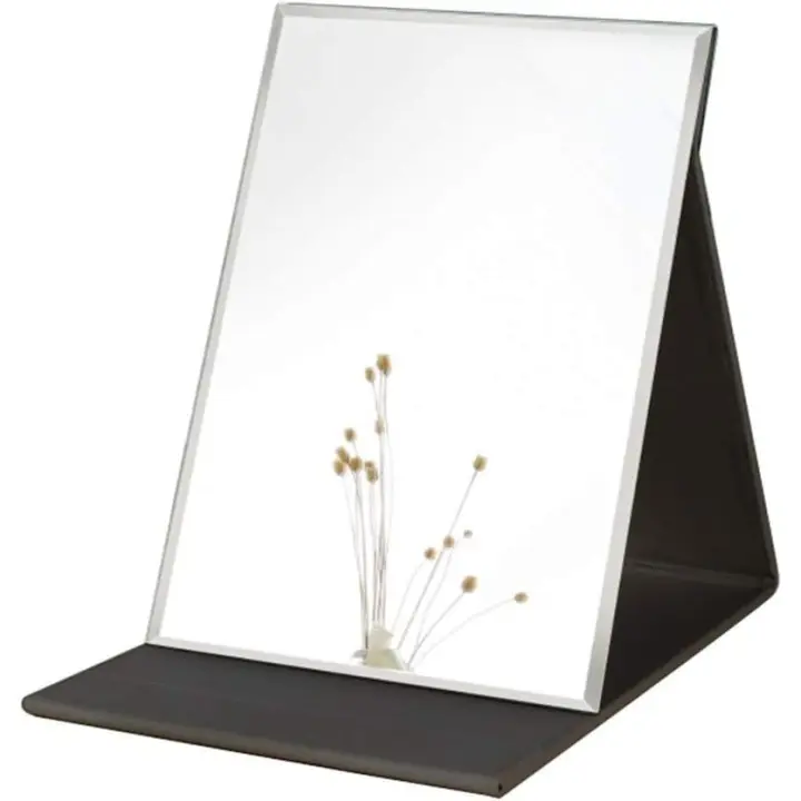 Espejo de maquillaje portátil plegable con soporte - 1