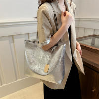 Bolso De Hombro Para Mujer Casual Fashion PU Cuero Negro Plata Oro Estilo Crocodiloid Bolso Grande Capacidad Tote Bag Ladies Hand Bags - details 8