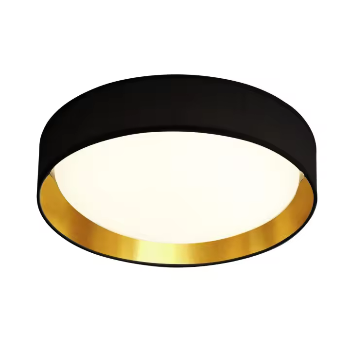 Luz de techo Contemporánea Gianna Steel Black Fabric Gold Led 25W 3000K - 1