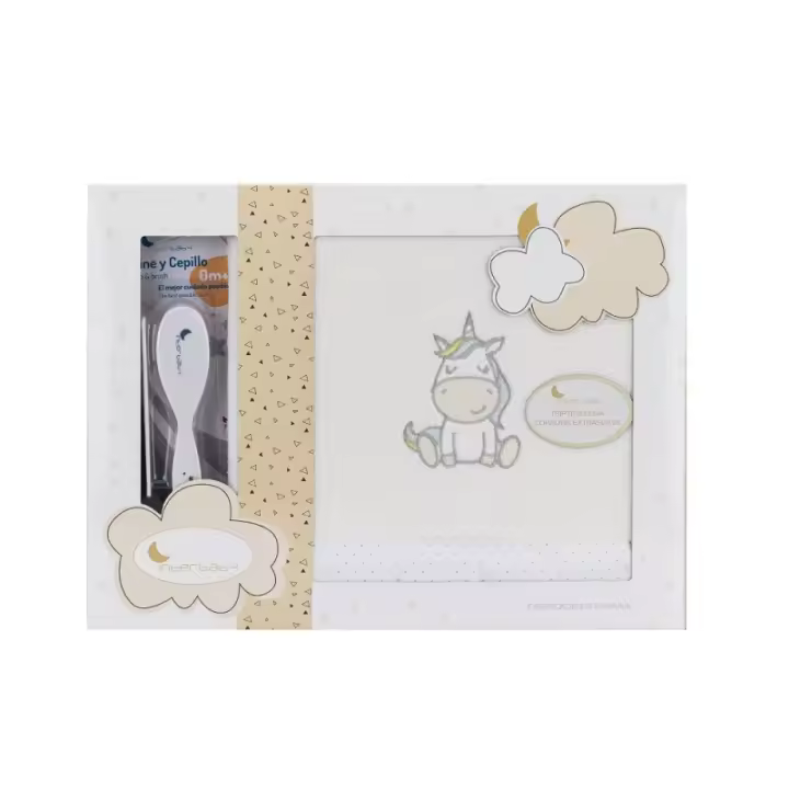 Sabanas Cuna Invierno Coralina 60X120  Unicornio Regalo Juego de 2 Peines .Color beige Interbaby - 1