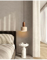 Lámpara Colgante De Carrilera LED Amarilla Marmol Japonés Wabi Sabi Travertino Nórdica Para Lateral De Cama Restaurante Pasillo Decoración - details 6