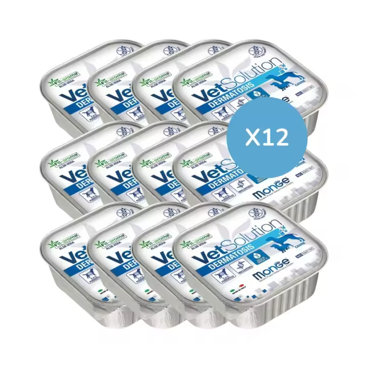 MONGE - VetSolution - Dermatosis (12x150 gr) Paté para Perros Adultos - 1