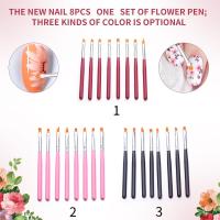 Set De Pinceles Para Arte De Uñas Profesional 8/12 Piezas Para Pintar Flores Herramienta De Arte De Uñas DIY Para Uso En Hogar Y Salón - details 0