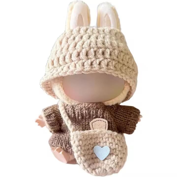 Ropa para Labubu, Conjunto de 3 piezas de crochet con sombrero - 1