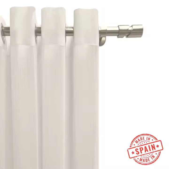 Cortina translúcida confeccionada en ollados. Visillos de calidad fabricados con materiales reciclados. Color blanco. Cortinas para salón, dormitorio y cocina. Medidas: 140x270 Hecha en España. - 1