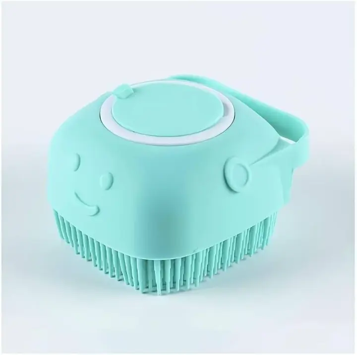 Peine de Baño de Goma y silicona para masaje con compartimento para champán, herración de ASEO para perros y Gatos (Azul) - 1
