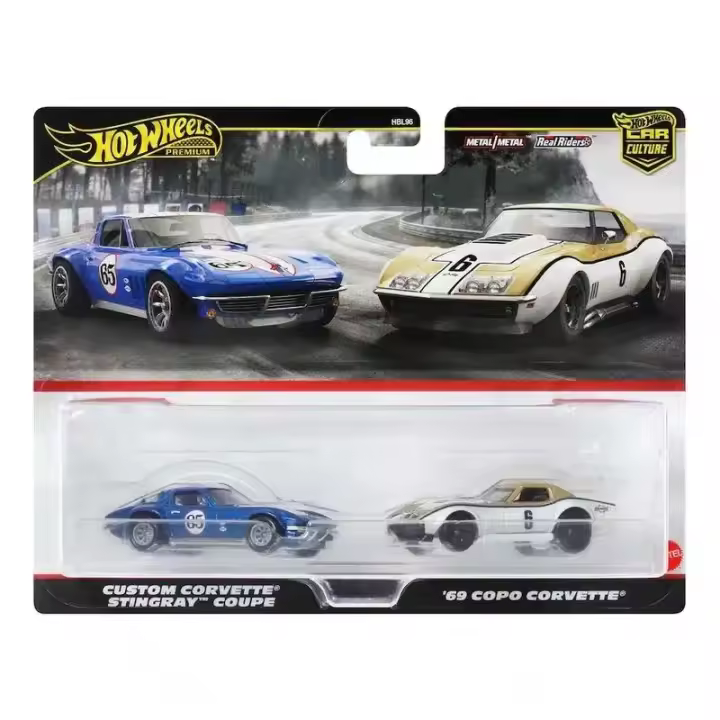 Hot Wheels Premium Pack 2 Custom Corvette Stingray Coupe y '69 Copo Corvette - 1