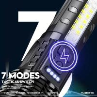 Linterna Torcha Recargable Super Potente Con Luz Lateral Para Camping Pesca Caza Escalada Aventura Resistente Al Agua LED ABS Luz De 800 Lumen - details 1