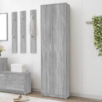 vidaXL Armario de pasillo de madera contrachapada 55x25x189 cm en color Negro/Roble Sonoma/Marrón roble y más | almacenamiento funcional diseño moderno para baño dormitorio sala - details 5