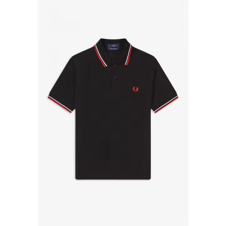 Fred Perry Reissues Original Twin Tipped Polo Black White Bright Red - 1