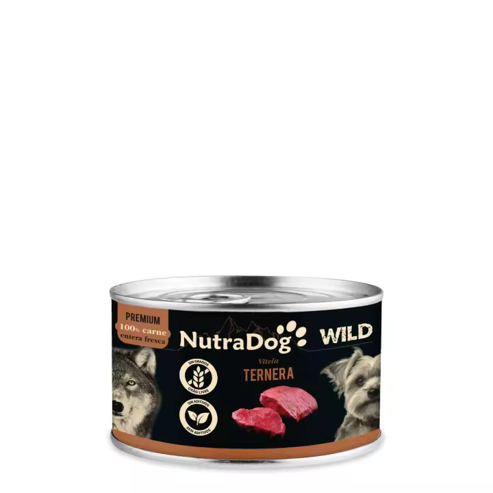 Lata de ternera para perros NutraDog WILD PREMIUM 200g 15 LATAS - 1