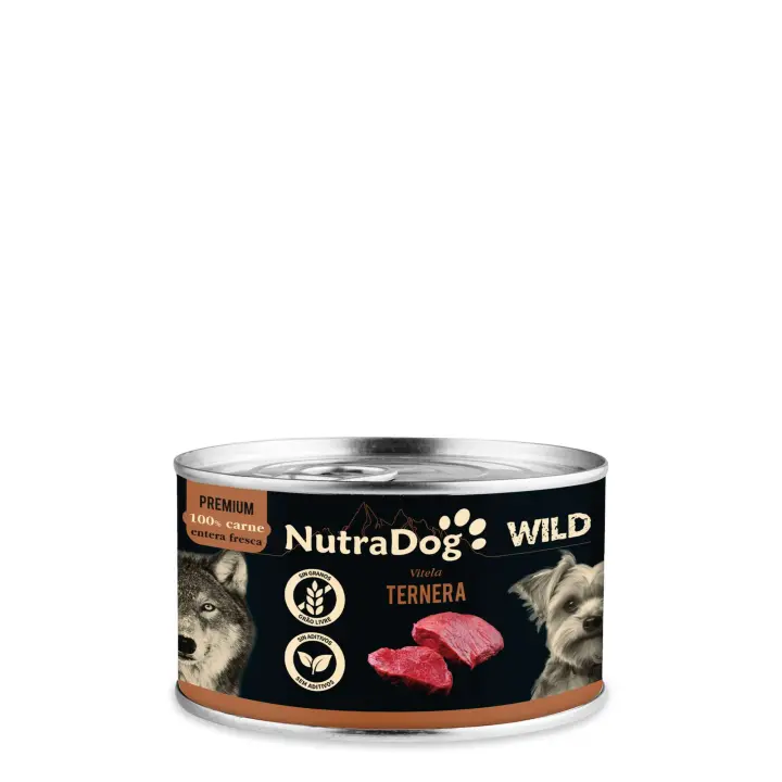 Lata de ternera para perros NutraDog WILD PREMIUM 200g 15 LATAS - 1