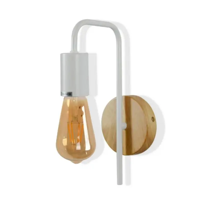 ALPINALUZ Lámparas de Pared de Metal con Base de Madera y Elegante Acabado Negro - 1