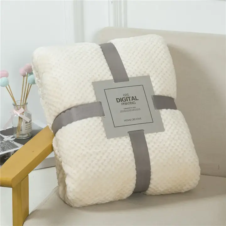 Manta De Terciopelo Coral Japonesa 300gsm Estilo Primavera Verano Suave Y Fluffy Falso Piel De Mocoso Cubierta De Sofá Sólida Manta De Cama En Cuadros - 1