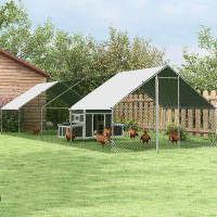 PawHut Gallinero de Madera 147x93,5x89,5 cm Gallinero para Exterior con Ventana Puerta Nido Bandeja Extraíble y Perchas Jaula para 1-6 Gallinas Gris Oscuro - details 1