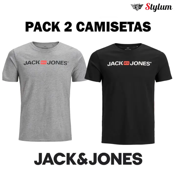 Jack & Jones Hombre Pack 2 Camisetas Algodón De 160 grs ,Manga Corta , Logo estampado Primavera Verano Moda Casual Informal - 1