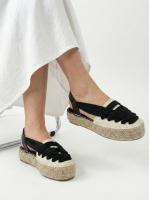 Calzados soraia, Alpargatas de plataforma para mujer con diseño de cintas cruzadas, sandalias de esparto con suela de yute trenzado, calzado casual de lino transpirable, sandalias planas con tira trasera elástica estilo boho. - details 4