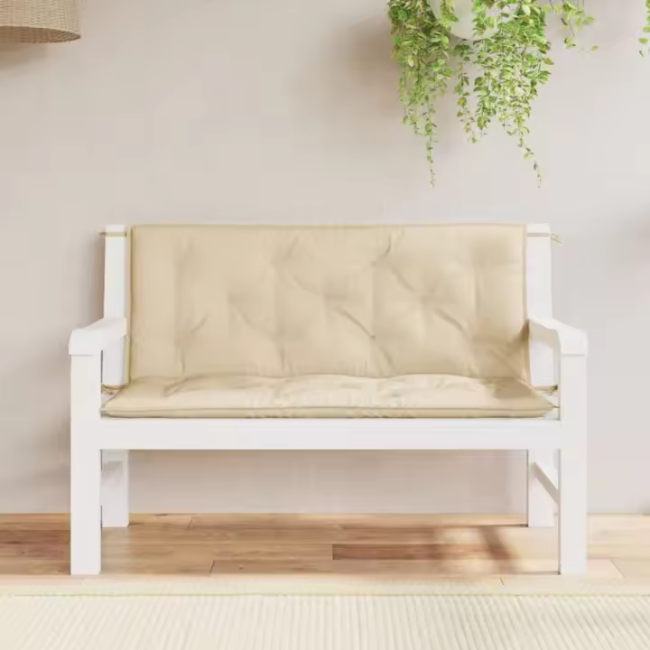 Zapatos de Banco de Jardín 2 UDS lienzo Oxford beige 120x50x7 cm - 1