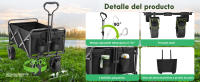 GJCrafts Carretillas de Carro Jardin Plegable 100KG con Doble Freno Carro Plegable Exteriores con Manijas de Empuje Ajustables,600D Oxford Doble Capa - details 3