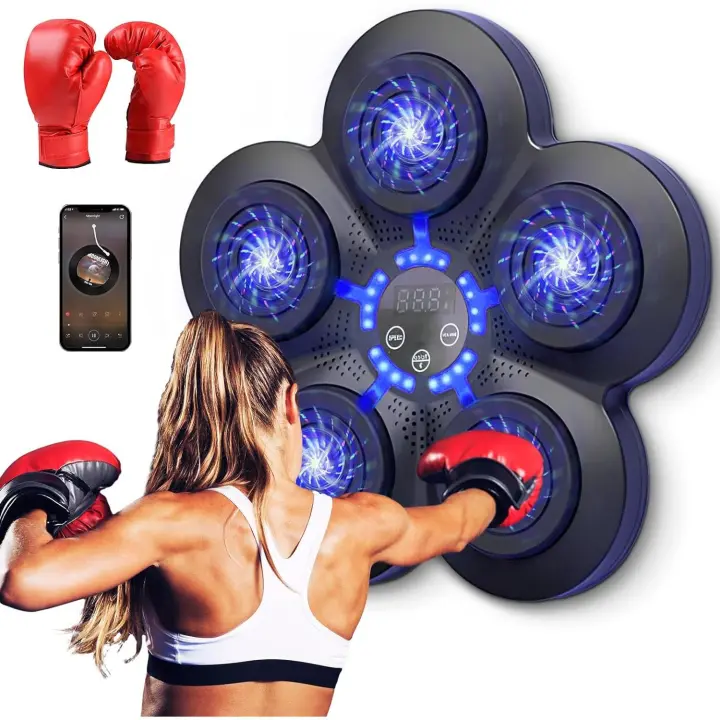 Máquina de boxeo portátil de pared, máquina de boxeo con Bluetooth para pared, entrenamiento de boxeo electrónico en casa, adecuada para adultos y niños, color negro - 1