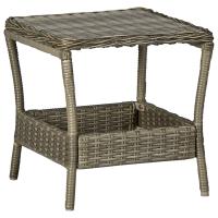 vidaXL Mesa de jardín ratán sintético 45x45x46,5 cm en color Marrón/Gris oscuro | estructura resistente ideal para salón dormitorio o estudio - details 0