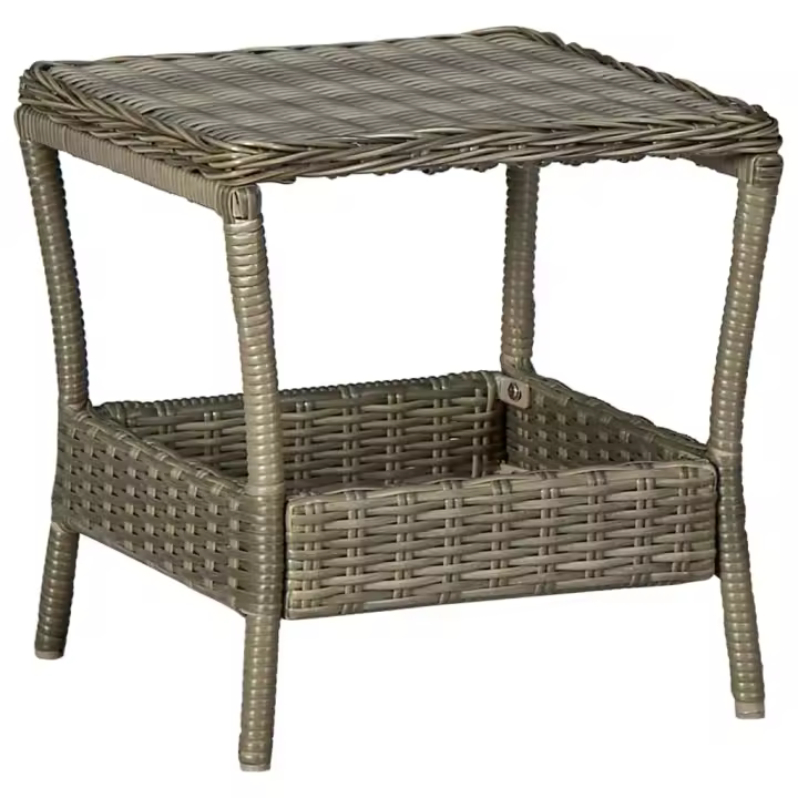 vidaXL Mesa de jardín ratán sintético 45x45x46,5 cm en color Marrón/Gris oscuro | estructura resistente ideal para salón dormitorio o estudio - 1
