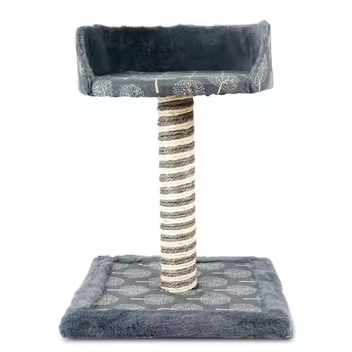Ibañez Árbol Rascador Dark Trees para Gatos - Poste de Sisal con Estampado de Árbol y Tejidos Suaves - 33x45cm - 1