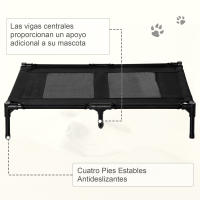 PawHut Cama Elevada para Perros Gatos Portátil Cama para Mascotas con Zona de Malla Transpirable y Tela Oxford para Interior Exterior 92x76x18 cm Negro - details 4