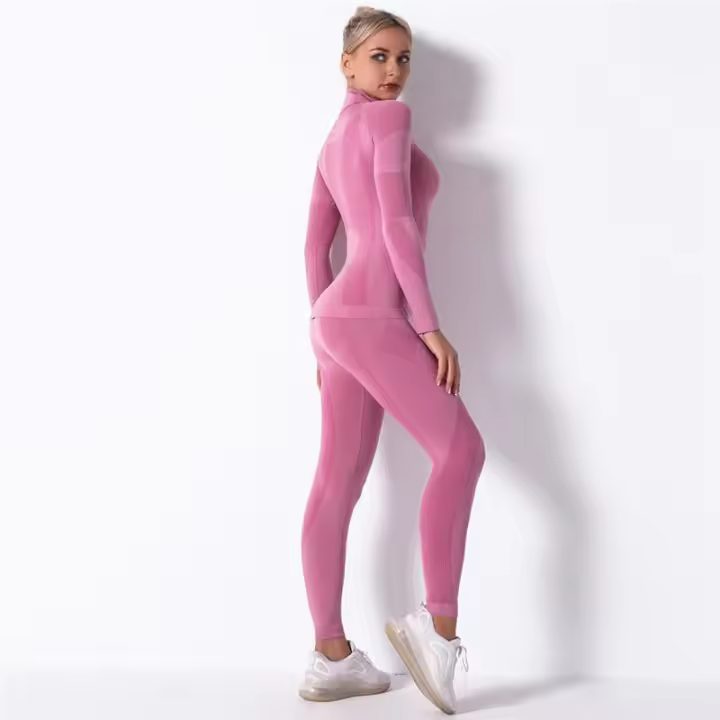 Seamless Yoga Sets Women Fitness Gym Suits 2 Pcs Nylon Knitted Running Sets High Waist Sports Suits - 1