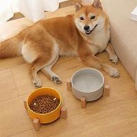 Comedero perro gato de cerámica doble con base de bambú Edipets - details 4