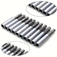 ZEXEF Set De 10 Piezas De Extensión Para Destornillador Magnético 60mm Con Soporte De Punta Y Adaptador De Broca De 1/4 Pulgada Hexagonal Color Plateado - details 1