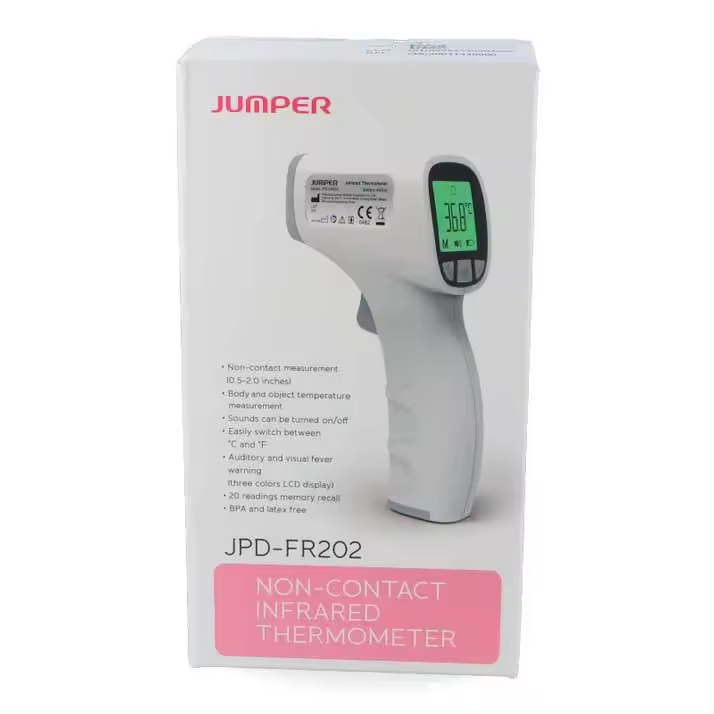 Termómetro Infrarrojo Sin Contacto - Alarma de Fiebre - Medición Rápida - Memoria 20 Mediciones - Pantalla LCD Retroiluminada - 1