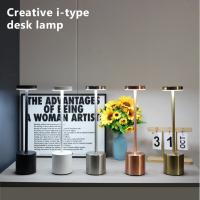 Lámpara De Mesa Recargable Táctil Metálica Con Luz Ambiental En 3 Colores Decorativa Para Club Y Dormitorio Luz Nocturna Retro - details 0