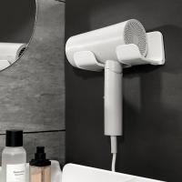 Soporte Para Secador De Pelo De Pared Organizador De Baño Estante Adhesivo Plástico Para Secador Y Linterna Blanco/Gris/Negro - details 4