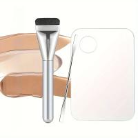 Paleta De Maquillaje Acrílico Con Espátula Y Brocha Para Fundamento Herramienta De Arte De Maquillaje Para Mezclar Fundamento Manicura Sombra De Ojos - details 0