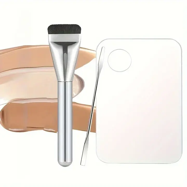 Paleta De Maquillaje Acrílico Con Espátula Y Brocha Para Fundamento Herramienta De Arte De Maquillaje Para Mezclar Fundamento Manicura Sombra De Ojos - 1