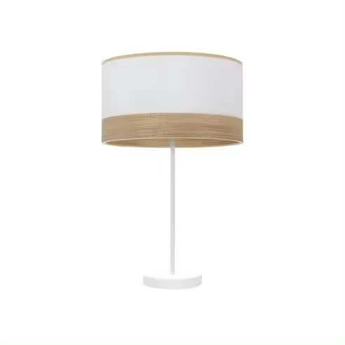 FABRILAMP Lámpara de Mesa Sobremesa Alto Olga 1xe27 Blanco/blanco-madera Clara 62x30x30 Cm - Diseño Elegante - 1