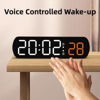 Reloj De Mesa Con Control Por Voz Y Alarma Dual Temporizador Digital LED En Modo Nocturno 12/24H Reloj De Pared Para El Hogar - details 8