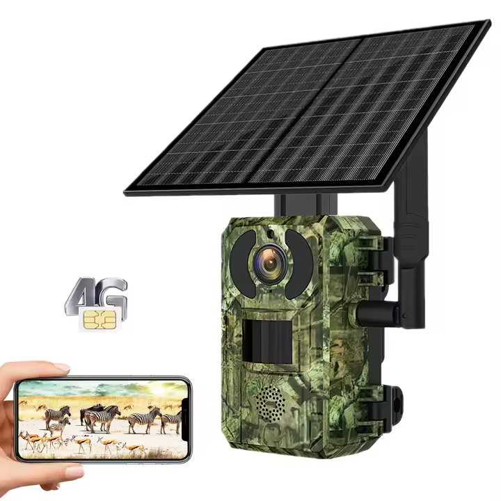 Cámara de caza solar 4G SIM, detección de movimiento PIR impermeable de 20 m, visión nocturna de 30 m + tarjeta SD de 128G - 1