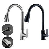 Top-Grifo de cocina de níquel cepillado con rociador extraíble, rociador de fregadero de cocina giratorio de 360 °, grifo de agua caliente y fría - details 14