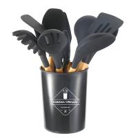 Set De Utensilios De Cocina De Silicona 12 Piezas Con Manos De Madera No Adherentes Juego De Cocina Ecológico Con Cesta De Almacenamiento - details 5