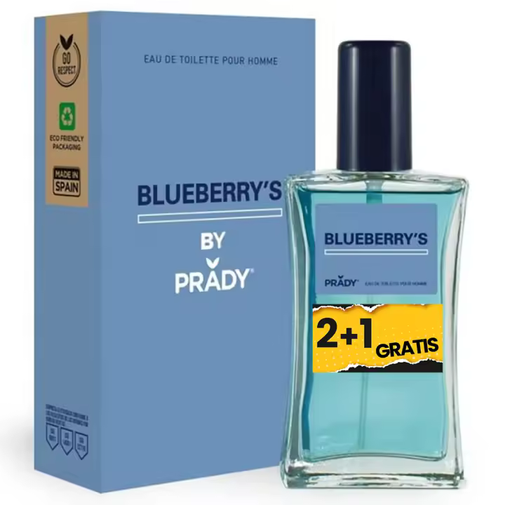 2-1 Gratis BLUEBERRY´S Eau de Toilette para hombre 90ml Prady Fragancia inspirada en otros perfumes Pour Homme Colonia - 1