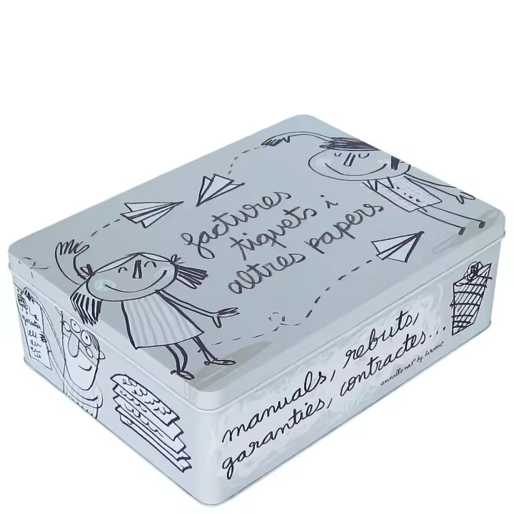 Caja metálica "la caixa de la paperassa" - Las Cajas Originales - Acabado mate - Apto para niñas & niños - Tamaño: 27x20xH9cm - 1